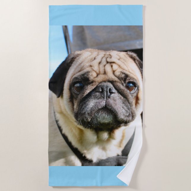 Toalla De Playa Pug (Anverso)