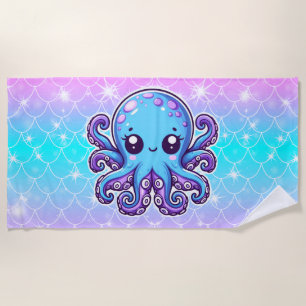 Toalla De Playa Pulpo azul lindo