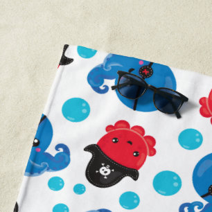 Toalla De Playa Pulpo pirata, patrón de pulpo, animales marinos