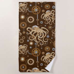 Toalla De Playa Pulpo Steampunk Retro Fantasía Mecánica