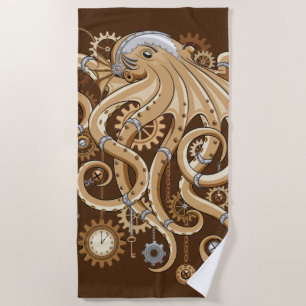 Toalla De Playa Pulpo Steampunk Surreal Máquina de Estilo Retro