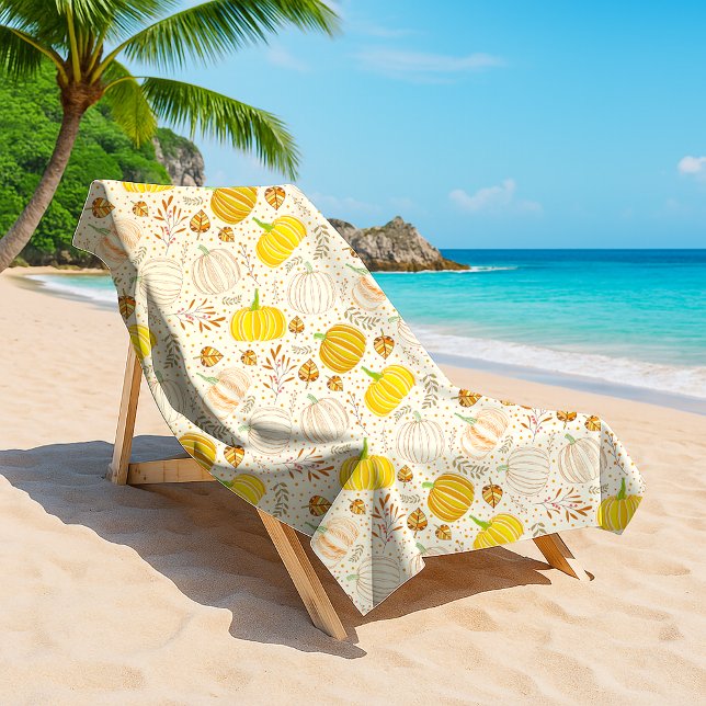 Toalla De Playa Pumpkins Autumn Fall Harvest Pattern (Subido por el creador)