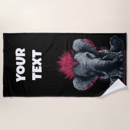 Toalla De Playa Punk Elephant Art – Mohawk Animal Design