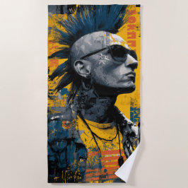Toalla De Playa Punk Irokesenfrisur Mohawk Arte Callejero