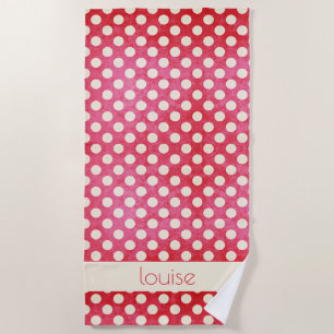 Toalla De Playa Punto de Polka Blanco Rojo