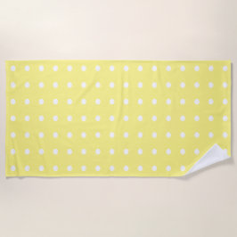 Toalla De Playa Puntos de polka amarillos y blancos