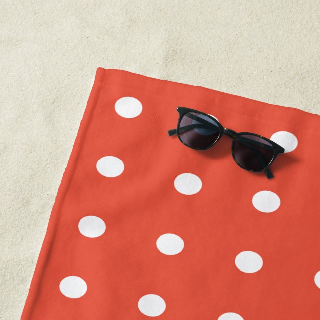 Toalla De Playa Puntos de Polka Blanco y naranja (In situ)