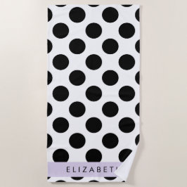 Toalla De Playa Puntos de Polka blancos y negros, punteados, tu no