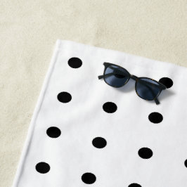 Toalla De Playa Puntos de polka negros y blancos