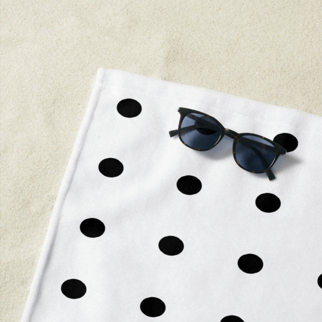 Toalla De Playa Puntos de polka negros y blancos (In situ)