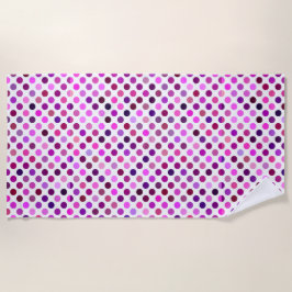 Toalla De Playa Puntos de polka rosados y púrpura