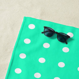 Toalla De Playa Puntos Mint Green y White Polka
