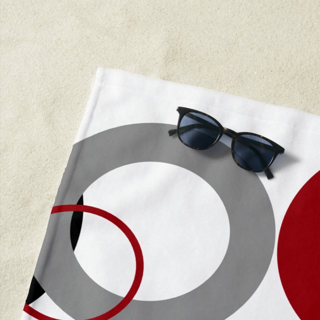 Toalla De Playa Puntos rojos, grises y negros (In situ)