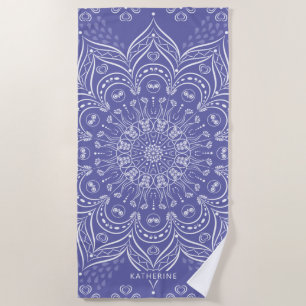 Toalla De Playa Purple Boho Mandala Elegant Modern Personalizado