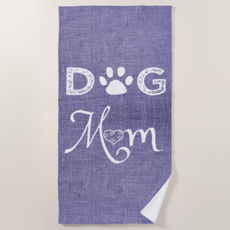 Toalla de playa Purple Burlap Dog Mom