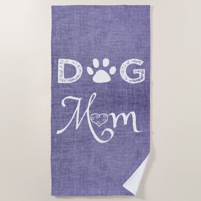 Toalla de playa Purple Burlap Dog Mom (Anverso)