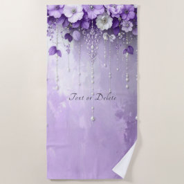 Toalla De Playa Purple Flowers with Dangling Pearls Beach Towel