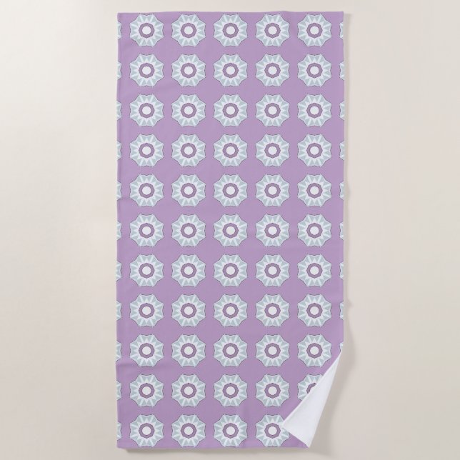 Toalla De Playa Purple geometric floral patterned  (Anverso)