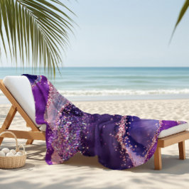 Toalla De Playa Purple Glittery Agate Texture
