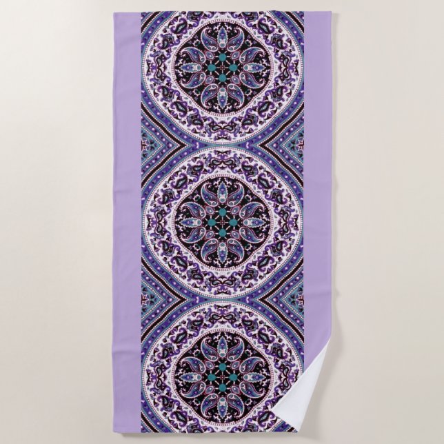 Toalla de playa Purple Mandala (Anverso)