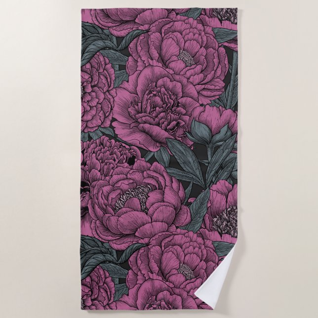 Toalla De Playa Purple peony flowers (Anverso)