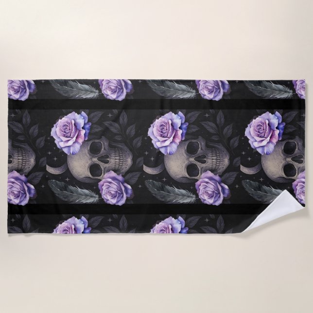 TOALLA DE PLAYA PURPLE SKULL (Anverso)