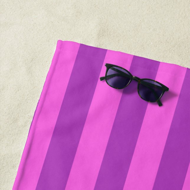 Toalla De Playa Purple Two Tone Stripes  (In situ)
