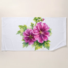 Toalla De Playa Purple Watercolor Flower Illustration 