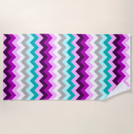 Toalla De Playa Purple White Teal Chevrons Beach Towel