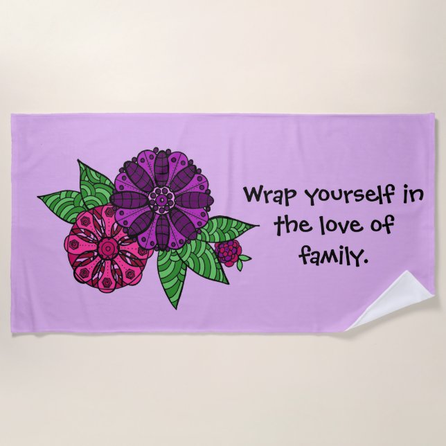 Toalla de playa púrpura de la flor (Anverso)