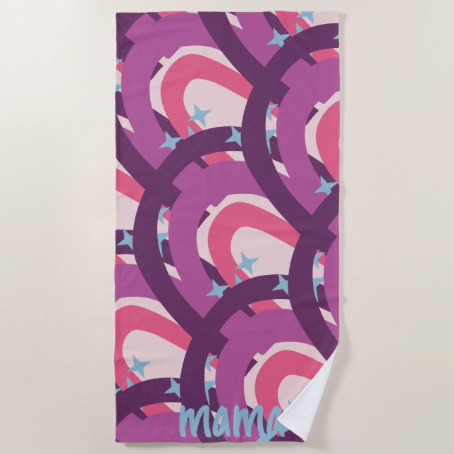 Toalla De Playa Púrpura rosa bohemio arco iris mamá personalizada (Anverso)