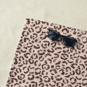 Toalla De Playa Purpurina de leopardo marrón de chocolate de choco