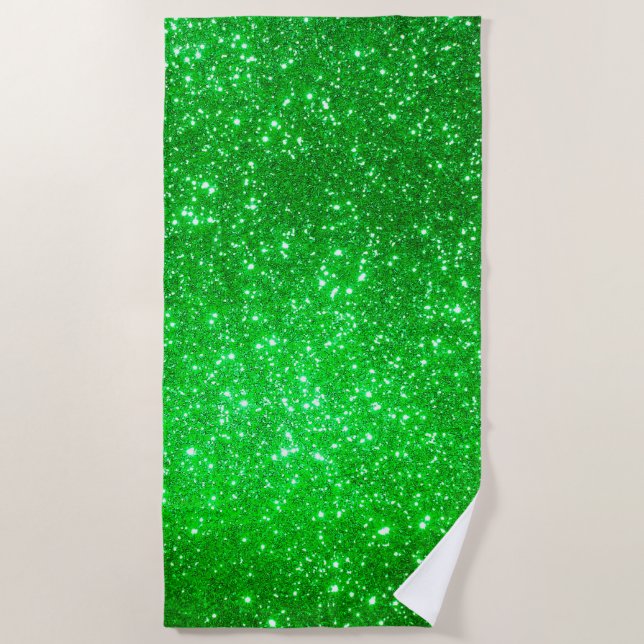 Toalla De Playa Purpurina de oro verde de lujo (Anverso)