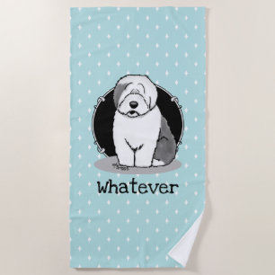 Toalla De Playa ¿Qué? Perro de oveja inglés viejo (gris 1) Gracios