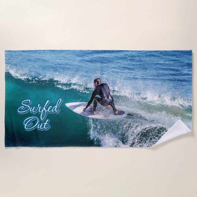 Toalla de playa que practica surf 12 (Anverso)