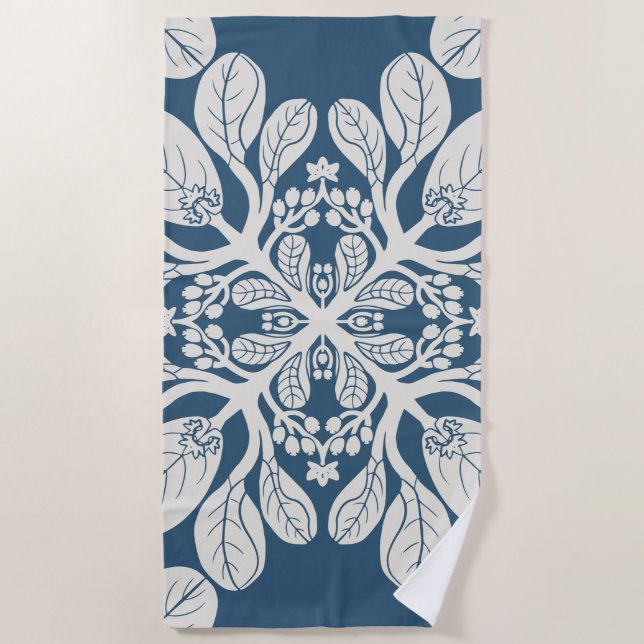 Toalla De Playa Quilt Naupaka hawaiano en beige (Anverso)