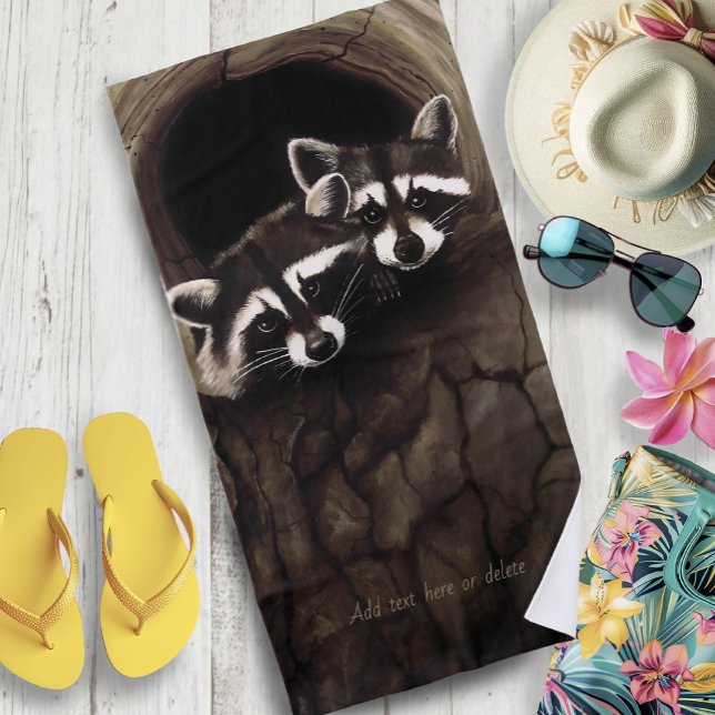 Toalla De Playa Raccoons Brown Cute Tree (Subido por el creador)