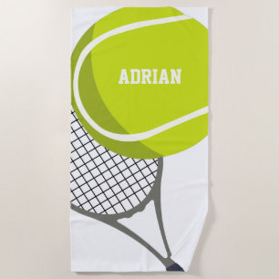Toalla De Playa Racquet y bolas de tenis personalizado