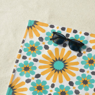 Toalla De Playa Radiancia zellige: Geometría andaluza colorida
