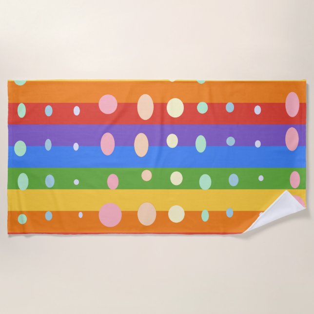 TOALLA DE PLAYA RAINBOW DOT STRIPES (Anverso)