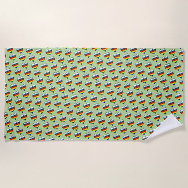 Toalla de playa Rainbow Heart Pattern (Anverso)