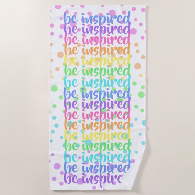 Toalla de playa Rainbow Polka "Be Inspired" (Anverso)