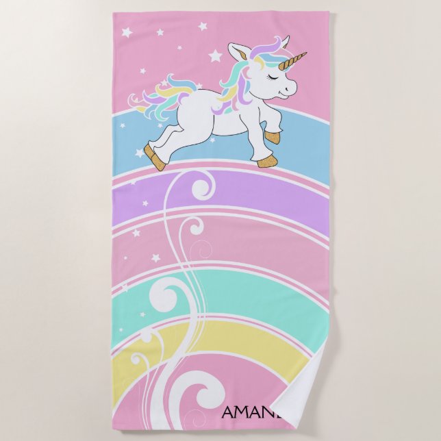 Toalla De Playa Rainbow Unicorn (Anverso)