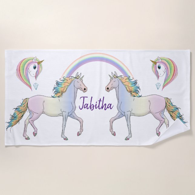 Toalla De Playa Rainbow Unicorns (Anverso)