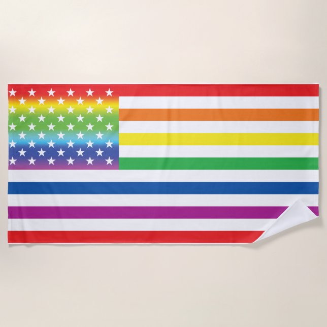 Toalla De Playa Rainbow US Flag LGBT Pride (Anverso)