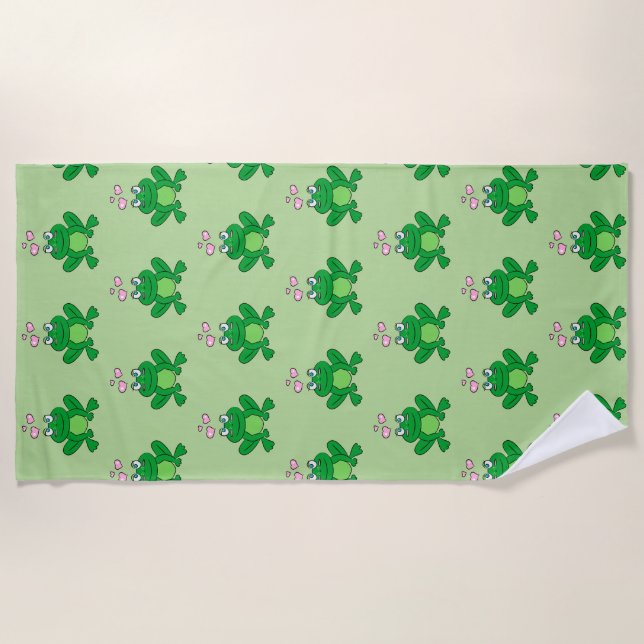 Toalla De Playa Rana dulce enamorada (Anverso)