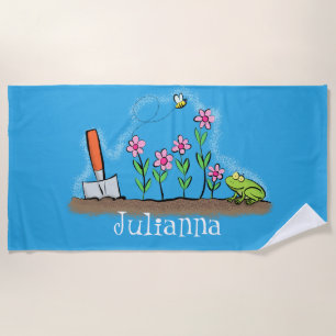 Toalla De Playa Rana y abeja en el ilustracion personalizado de ja