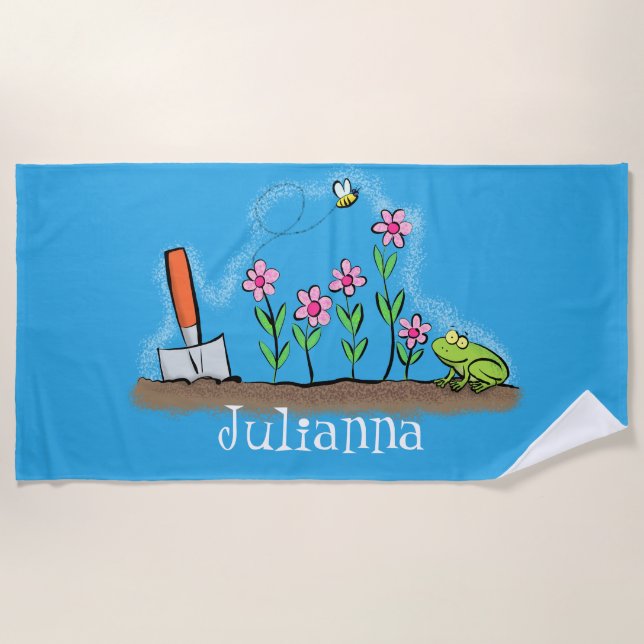 Toalla De Playa Rana y abeja en el ilustracion personalizado de ja (Anverso)