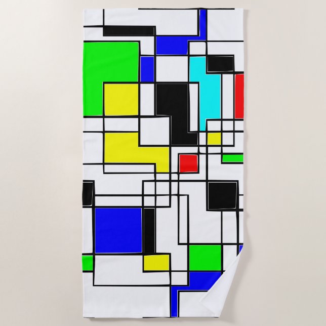 Toalla De Playa Random Squares Homage A Mondrian (Anverso)