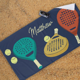 Toalla De Playa Raquetas y pelotas de tenis de Padel personalizada